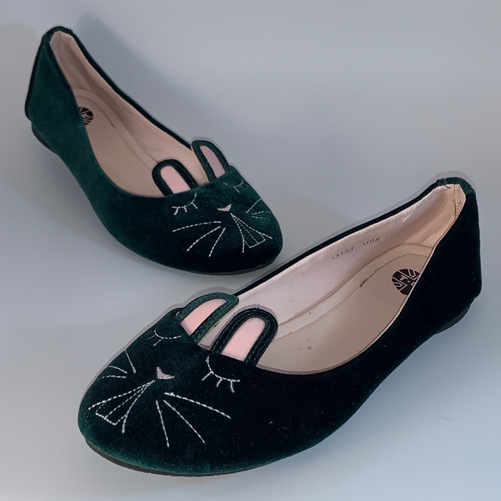 T.U.K. Green Bunny Rabbit Flat Loafer Slip On TUK